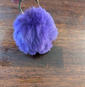 Purple Fluffy Keychain Pom Pom